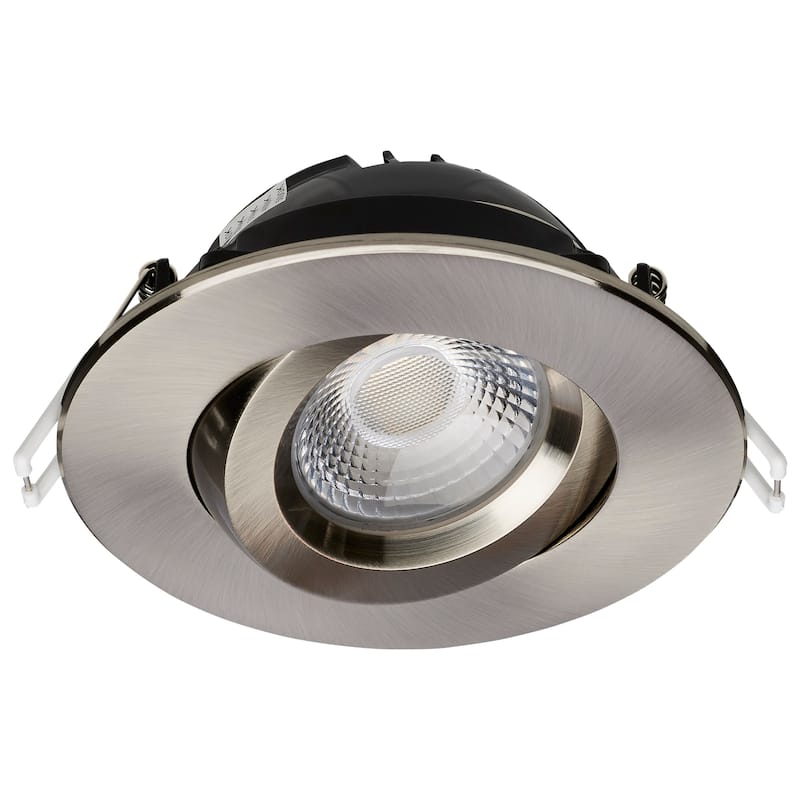 12W LED Direct Wire Downlight Gimbaled 4In CCT Selectable Round Remote Driver Brushed Nickel 850L - Brushed Nickel