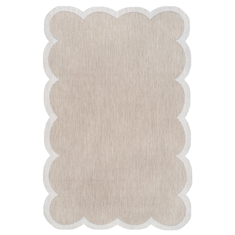 JONATHAN Y Alice Classic Cottage Two-Tone Scalloped Indoor/Outdoor Shaped Area Rug