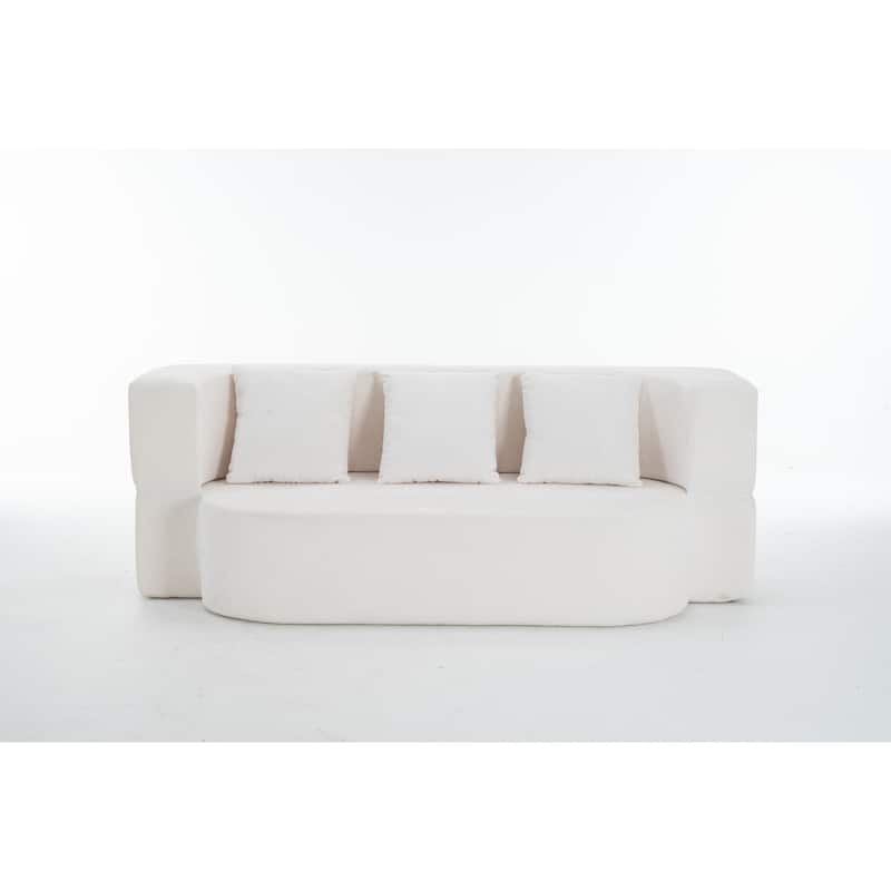3-Seater Convertible Sofa Bed, Chenille Fabric Sleeper Sofa, High-Density Sponge Daybed, No Assembly Required