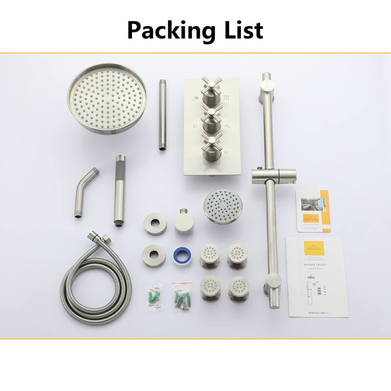 8-In Ceiling Mounted Shower System with Sliding Bar and 4 Body Sprays