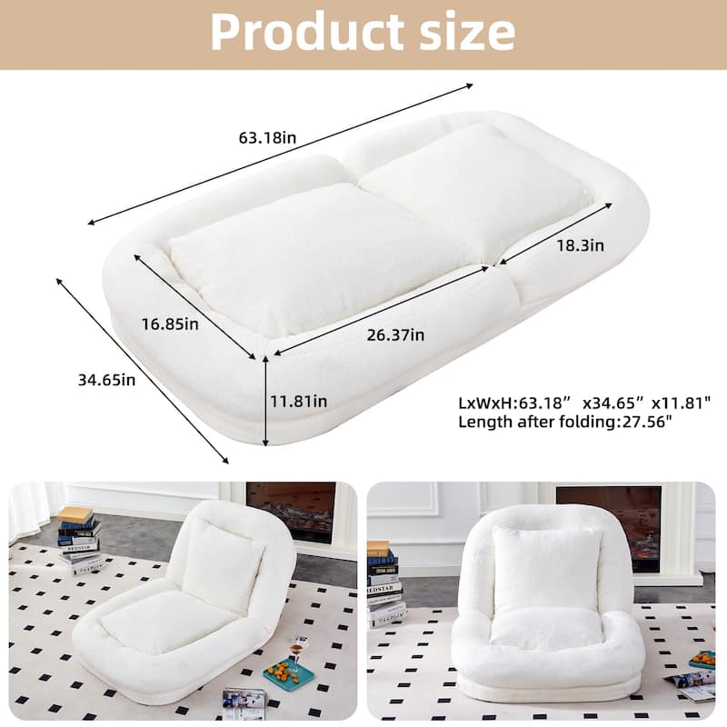 Roomfitters Folding Sofa Chair with 5 Adjustable Positions, Velvet Floor Lounge Chair for Gaming