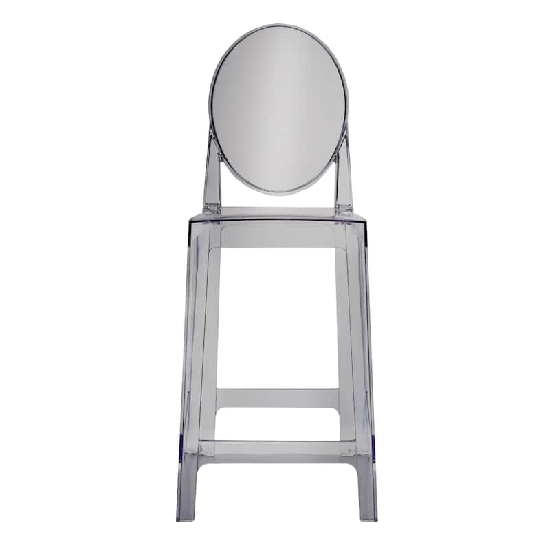25" Seat Height With Back Modern Plastic Side Bar Counter Stool Accent Armless Crystal Home Office