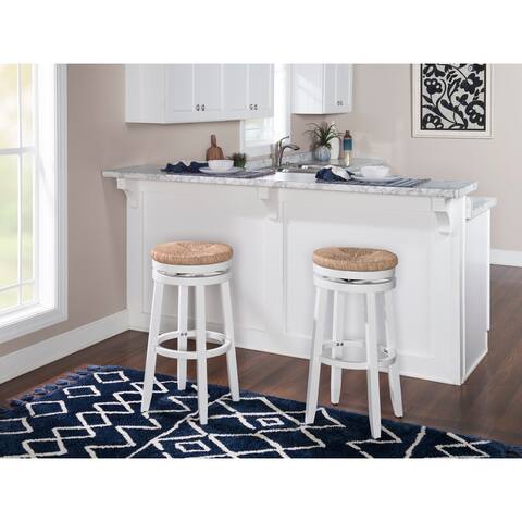Maya Backless Swivel Bar Stool with Seagrass Seat