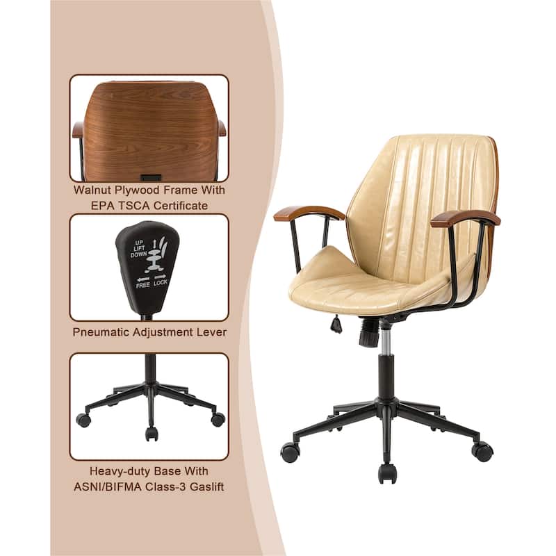 Glitzhome Modern Adjustable Swivel High Back Ergonomic Office Chair with Footrest and Armrest