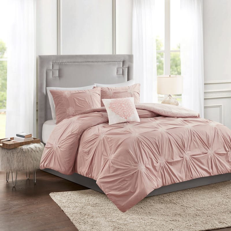 Madison Park Edna Embroidered Cotton Reversible Duvet Cover Set