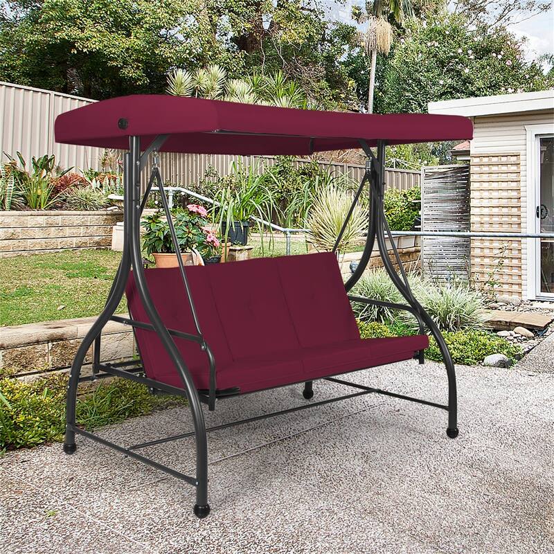 3-Seats Patio Swing Canopy Hammock Porch Swing Glider