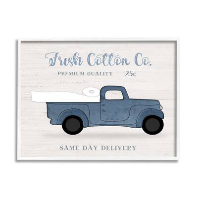 Stupell Fresh Cotton Co. Vintage Blue Truck Toilet Paper Framed Wall Art - Off-White