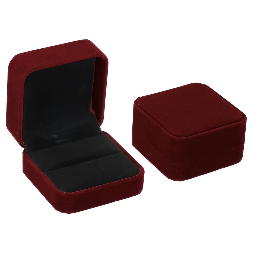 Velvet Ring Box 2pcs Double Slot Wedding Ring Jewelry Holder Style 1