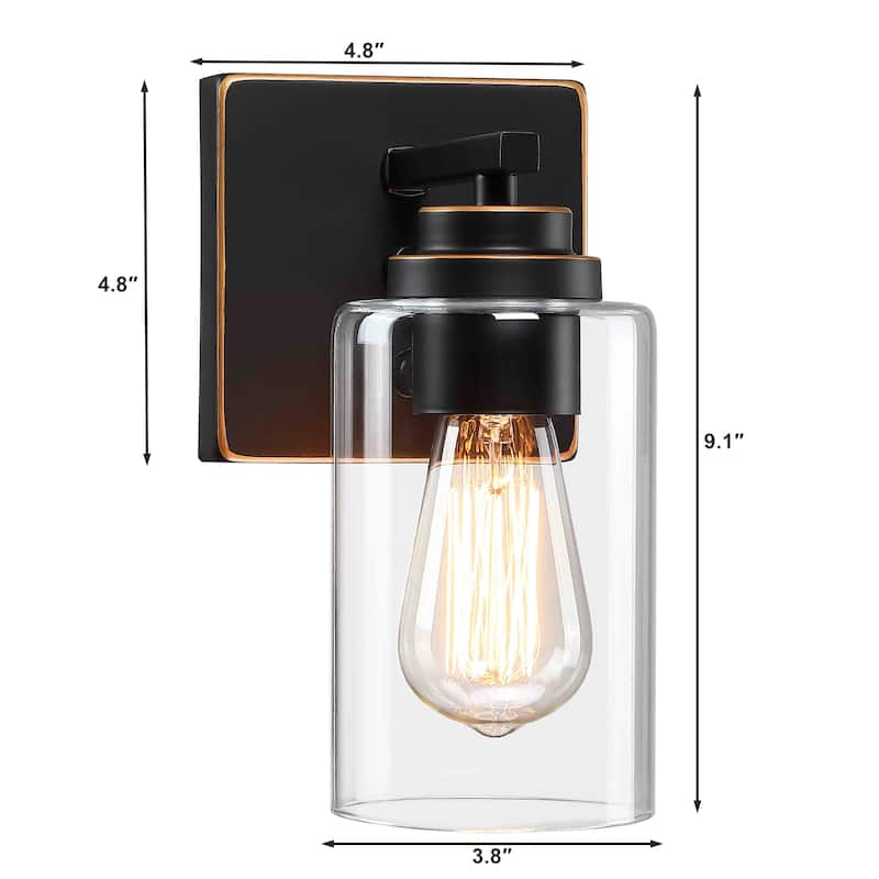2-Light Dimmable Bath Vanity Light Wall Sconce Glass Shade(Set of 2)