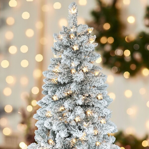 Holiday time pre lit flocked christmas tree outlet