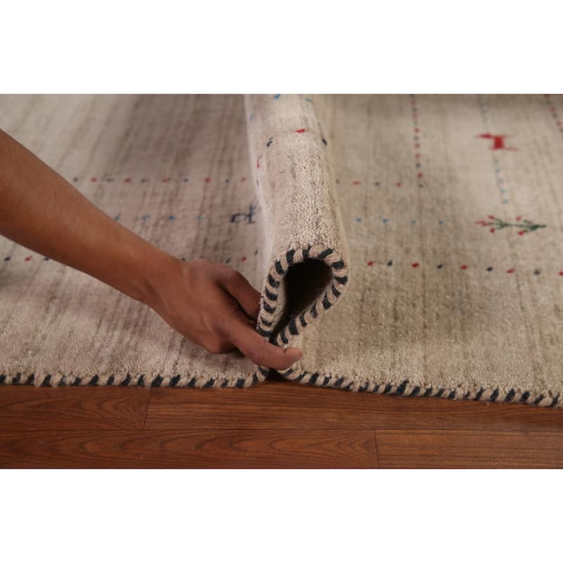 Striped Gabbeh Indian Area Rug Handmade Wool Carpet - 7'10"x 9'9"