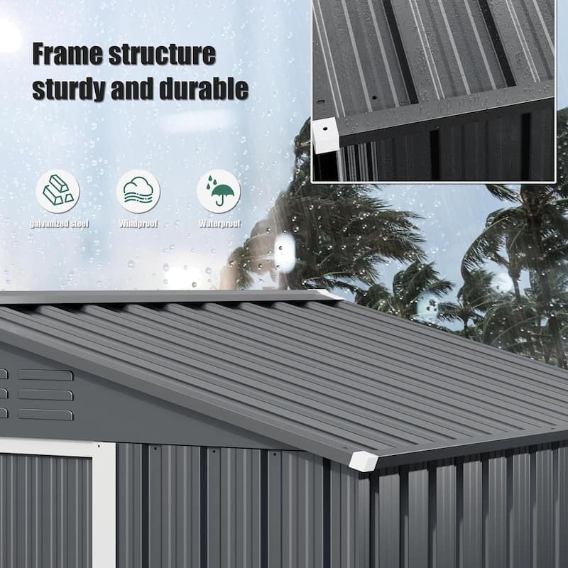 Outdoor Permanent Metal Storage Sheds for Gardening Tools, Patio Sheds Warehouse Vault