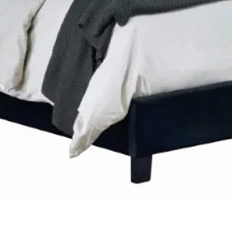 Hiu King Size Bed, Wingback Headboard in Black Velvet Like Upholstery