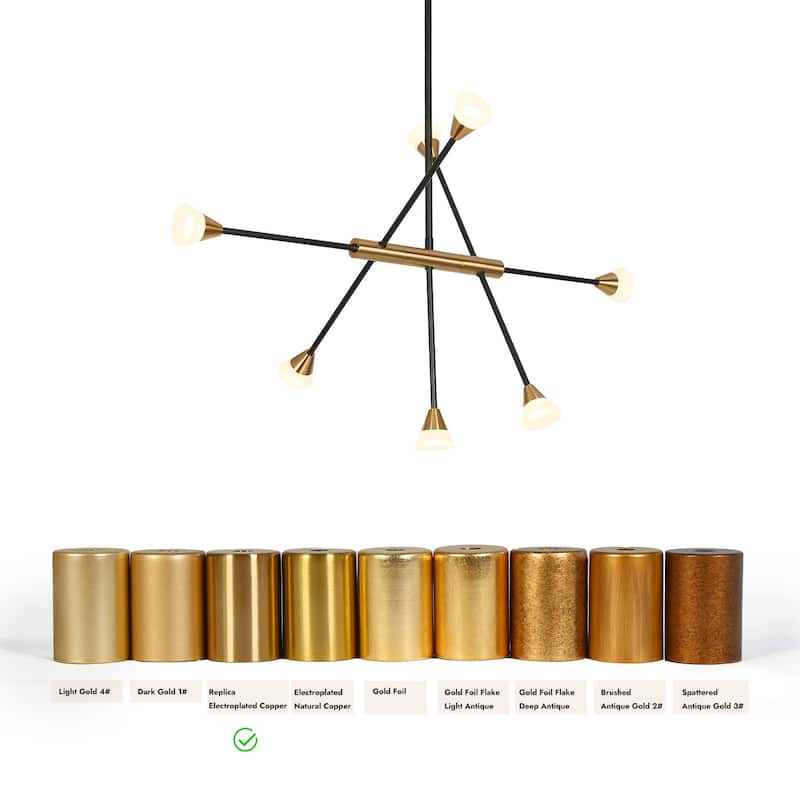 Modern 7-Light Black Gold LED Chandelier DIY Dimmable Pendant Lights for Dining Room - 32.5" L x 22.5" H