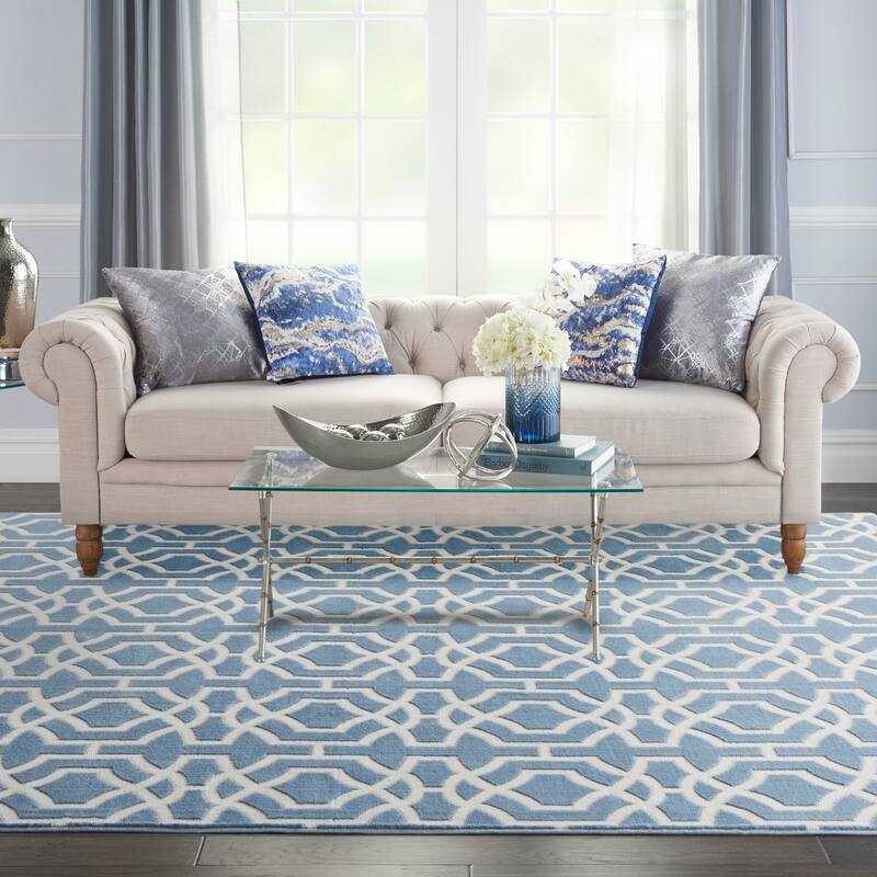 Inspire Me Home Decor Joli Geometric Lattice Area Rug - 8' x  10' - Blue White