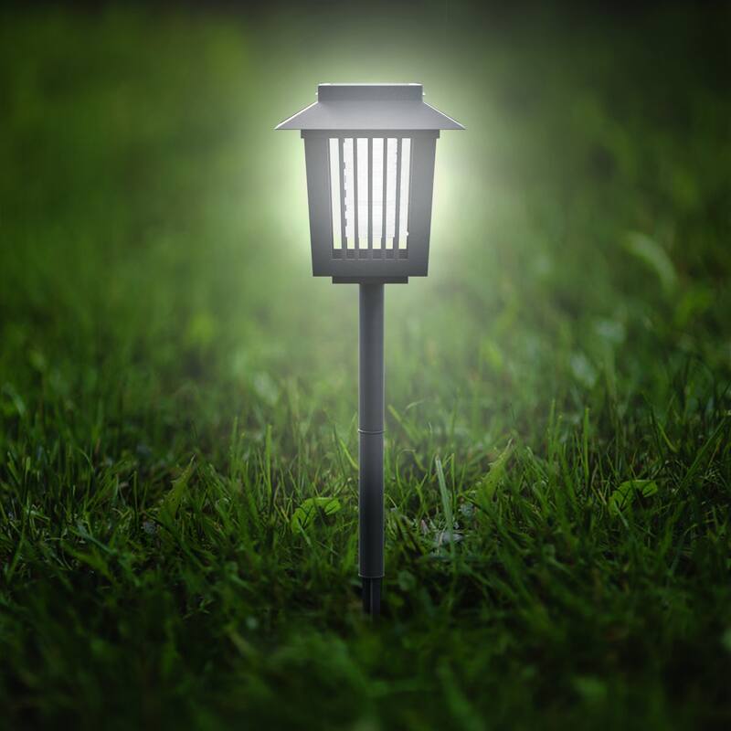 Pure Garden Black Solar Power UV Mosquito and Bug Zapper LED Light