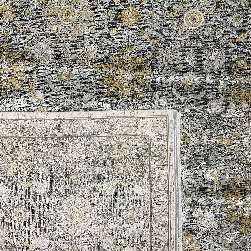 HERAT ORIENTAL Abstract Floral Design Wool & Silk Rug - 5'3" x 7'7"