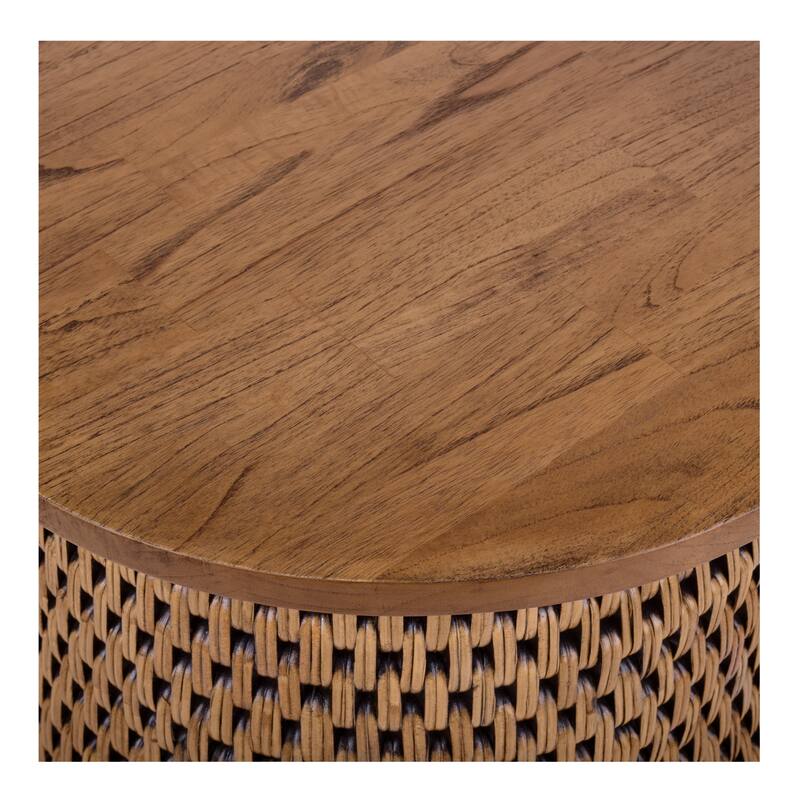 NPD Furniture Kamari Rattan Coffee Table & Side/ End Table with Wood Top