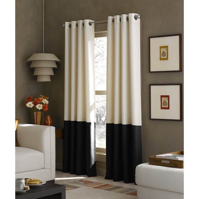 Kendall Color Block Grommet Curtain Panel - 52 X 108 - 1 Panel - 108 Inches - Cream
