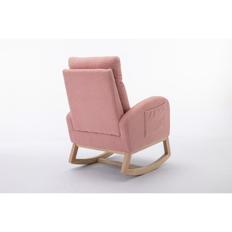 Teddy Fabric Rocking Chair With Right Pocket For Indoor