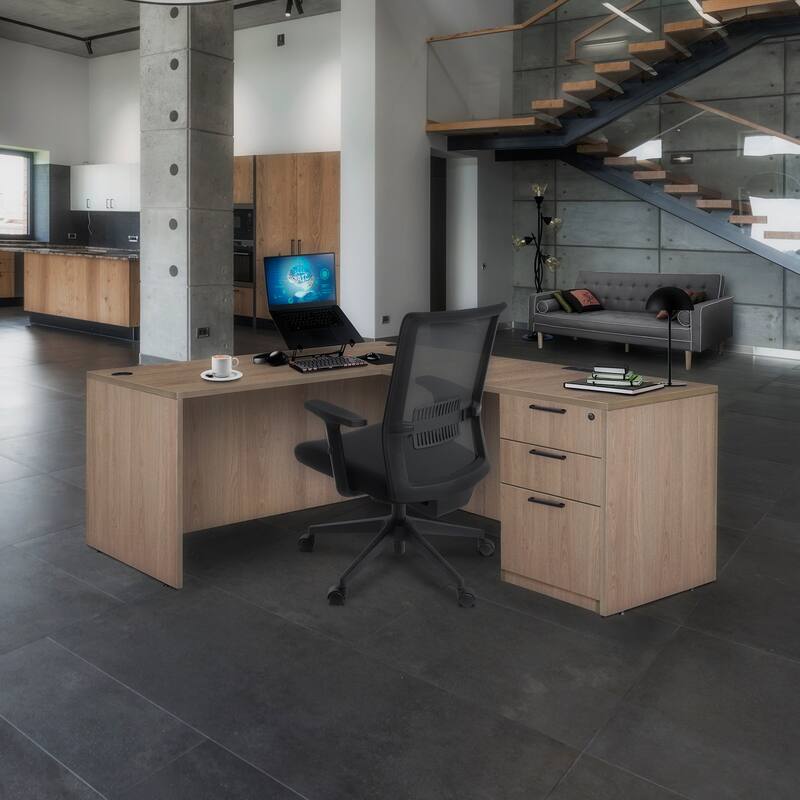 Legacy 66" Single Full Pedestal L-Desk with 47" Return
