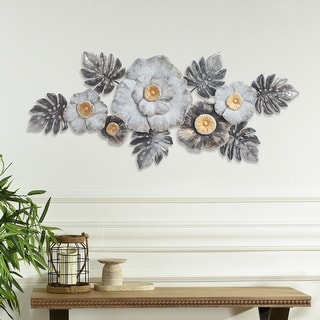StyleCraft Floral Brooch - Hand Made Metal Wall Art Sculpture - Bed ...