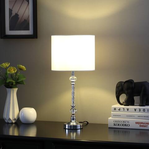 19.25 In. Audrey Twisted Crystal Modern Silver Table Lamp