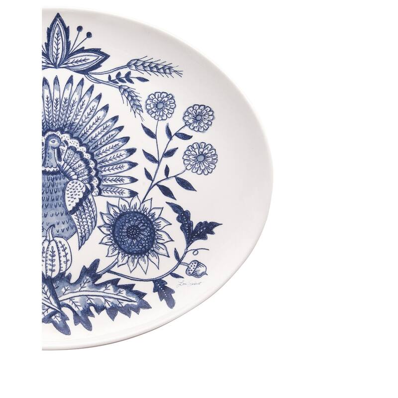 Blue Harvest Thanksgiving Turkey Oval Platter