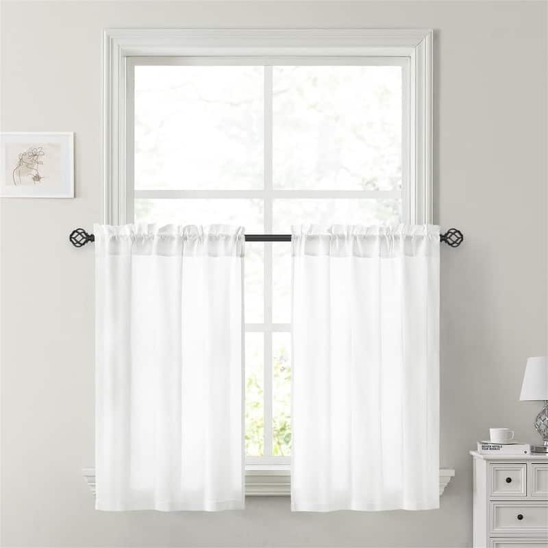 White Privacy Sheer Curtains 30x36" Kitchen Bathroom