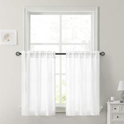 White Privacy Sheer Curtains 30x36" Kitchen Bathroom