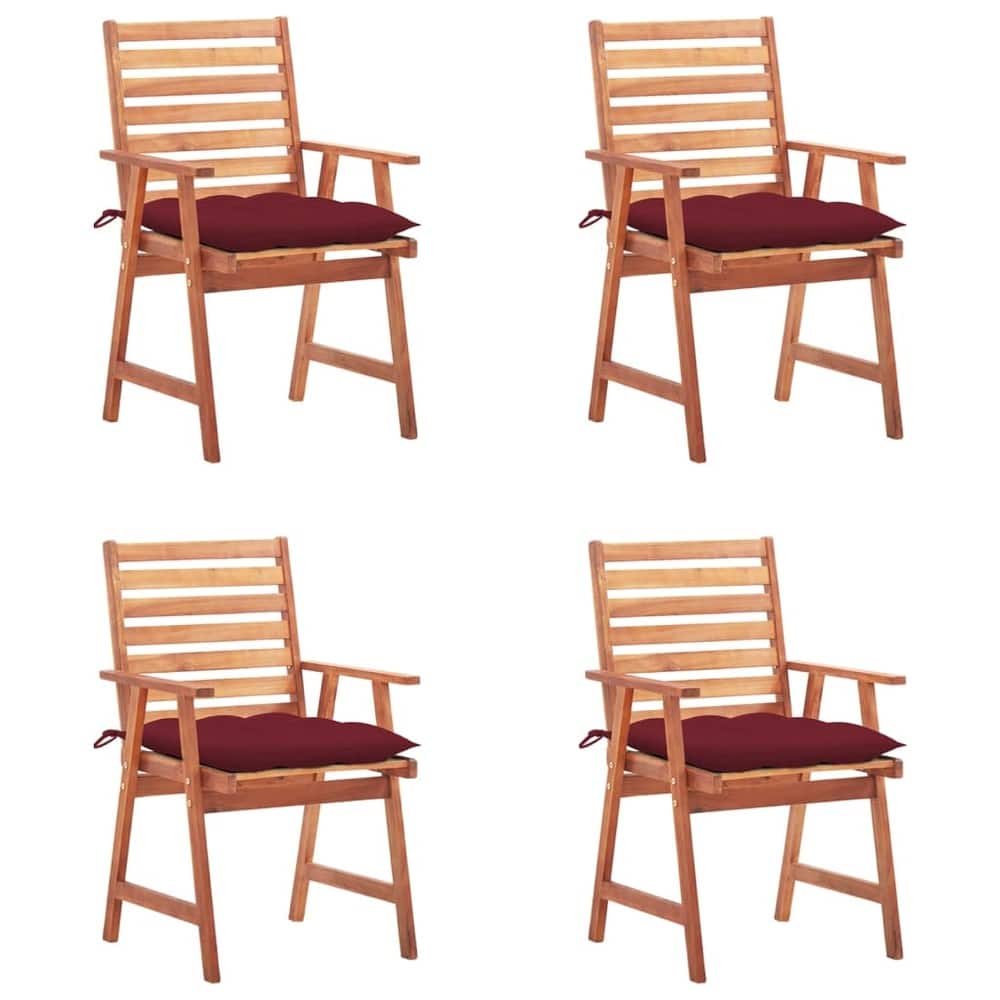 vidaXL Patio Dining Chairs Outdoor Patio Chair with Cushions Solid Wood Acacia - 22" x 24.4" x 36.2"