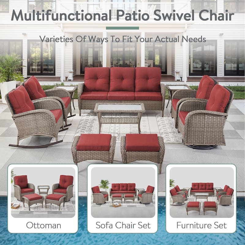 Pocassy Patio Swivel Rocker Chairs with Side Table