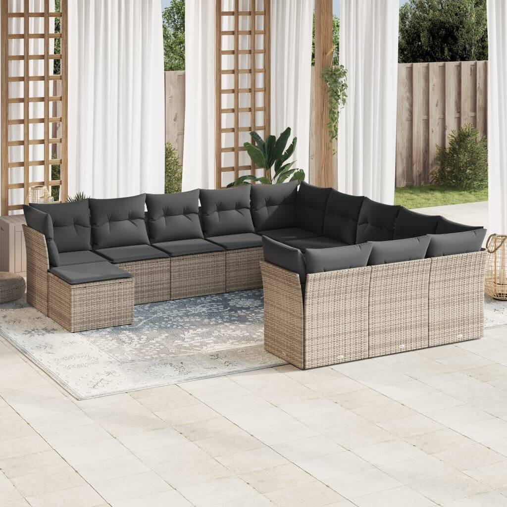 vidaXL Garden Sofa Set Grey, Dark Grey - 21.7 x 21.7 x 14.6