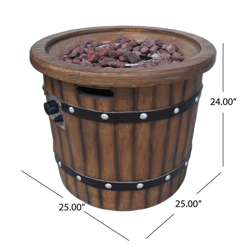 25 in. W x 24 in. H Iron Round Propane Gas Burning Outdoor Fire Pit in Brown