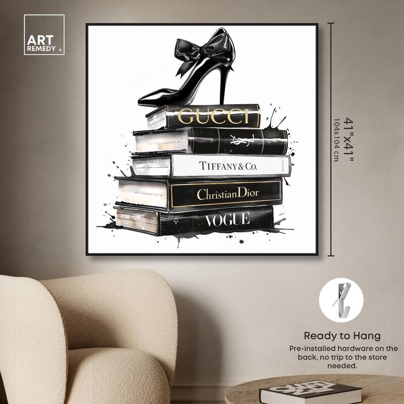 Inky Book Stack Canvas by Art Remedy
