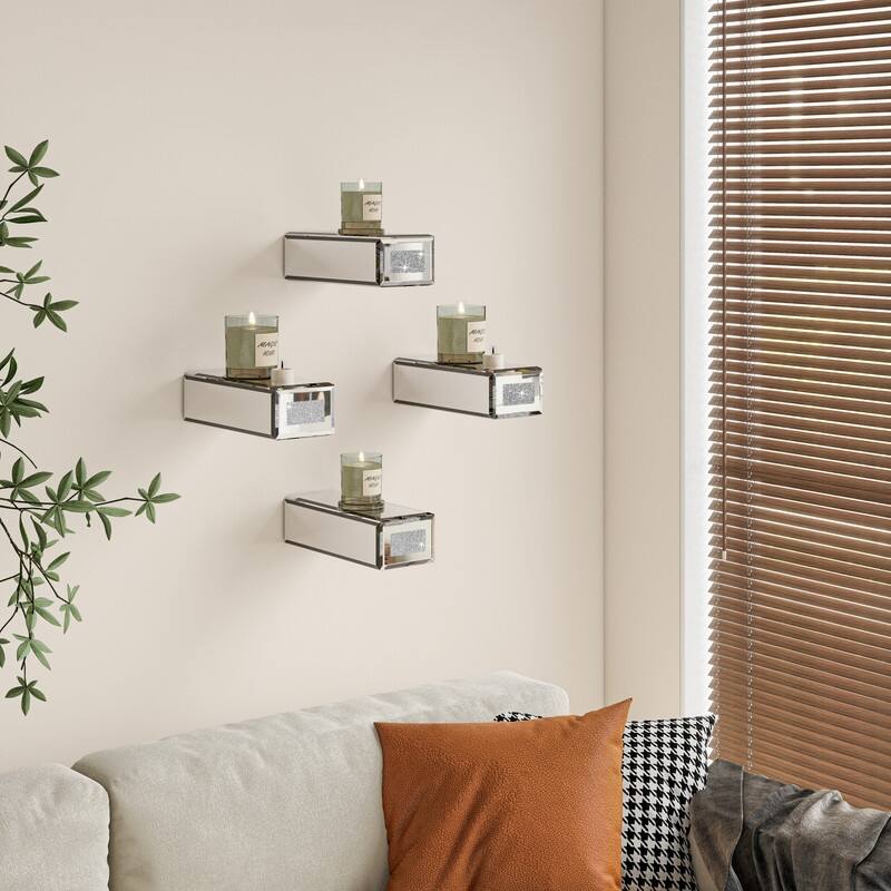 Shoe Floating Display Shelves Wall Mount Set Of 4 - Silver