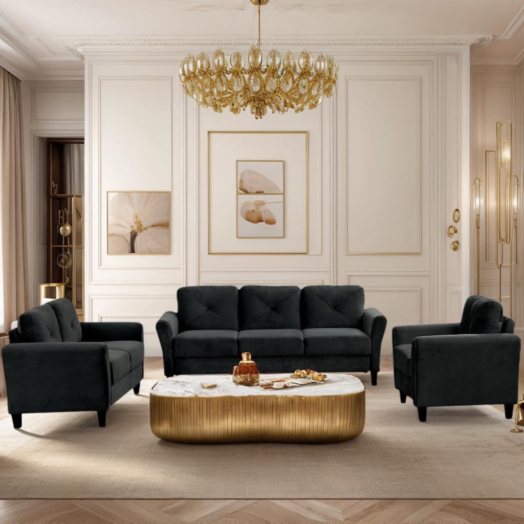 Roomfitters Comfortable Modern Sectional Sofa Couch Set 1+2+3 for Living Room, Bedroom or Office