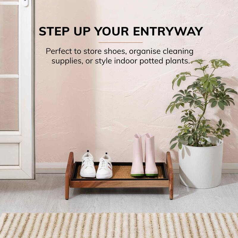 Jani Single-Tier Natural Stand 2-Pair Rubber Boot Tray