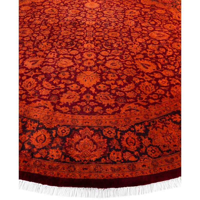 Overdyed One-of-a-Kind Hand-Knotted Area Rug - Orange - 8' 2" x 8' 2"
