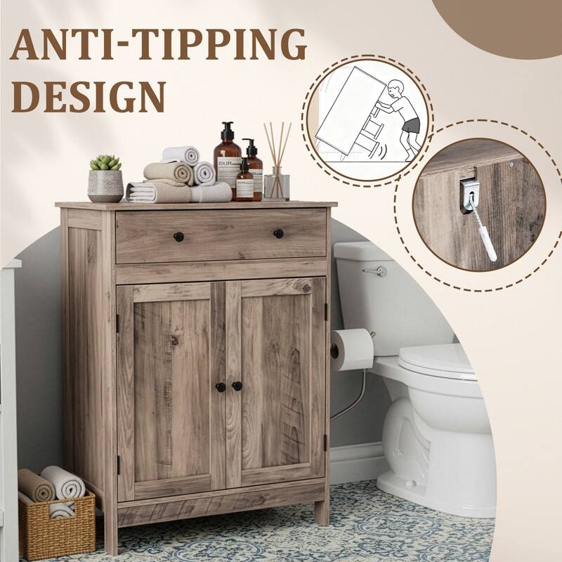 Bathroom Storage Cabinet with 2 Doors and 1 Drawer