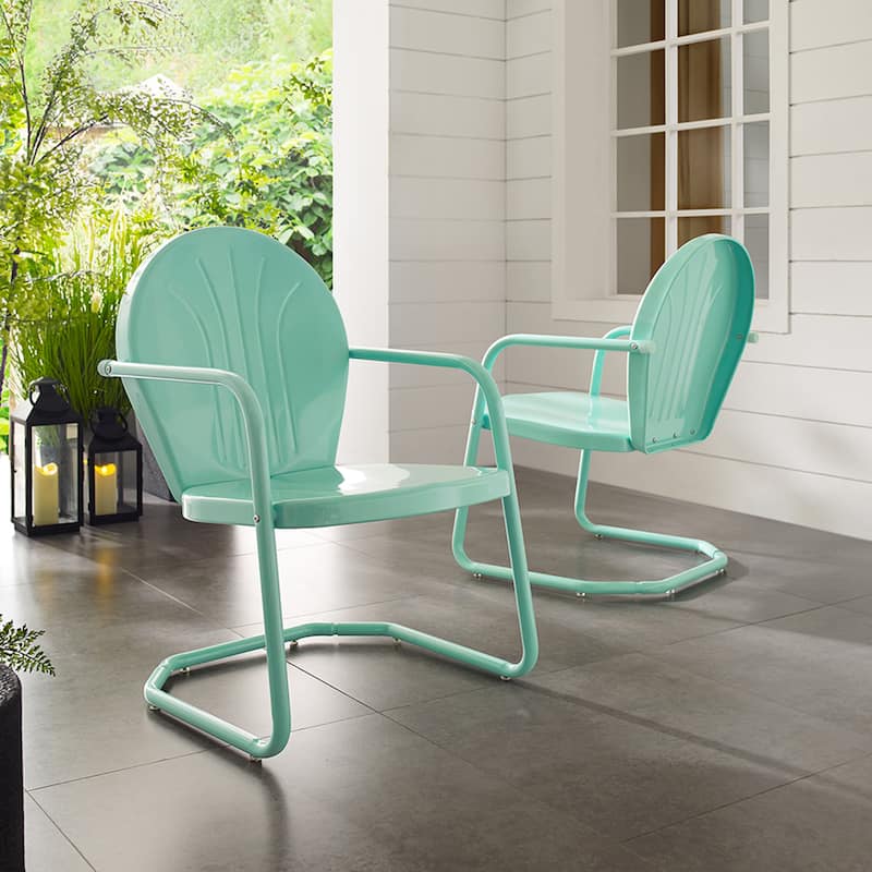 Crosley Griffith Metal Chair In Aqua