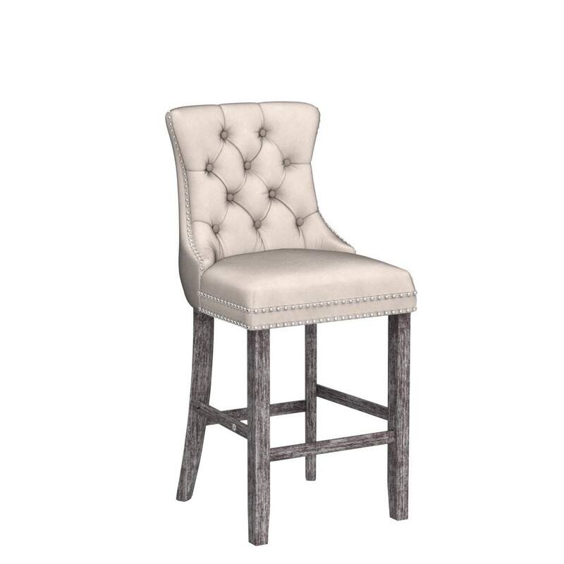 Wing Back Velvet Tufted Nailhead Barstools(Set of 2)