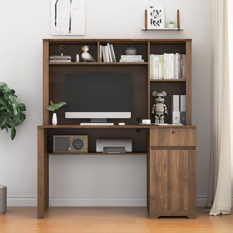 Computer Desk with Hutch and Bookshelf - Wood