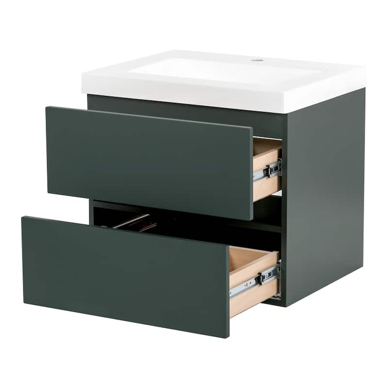 Spring Mill Cabinets Innes 24.5" 2-Drawer Floating Bathroom Vanity With White Sink Top
