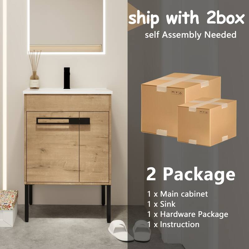 24 Inch Bathroom Vanity With Sink Freestanding or Floating is Optional Conversion - 24.00"W * 18.31"D * 35.60"H