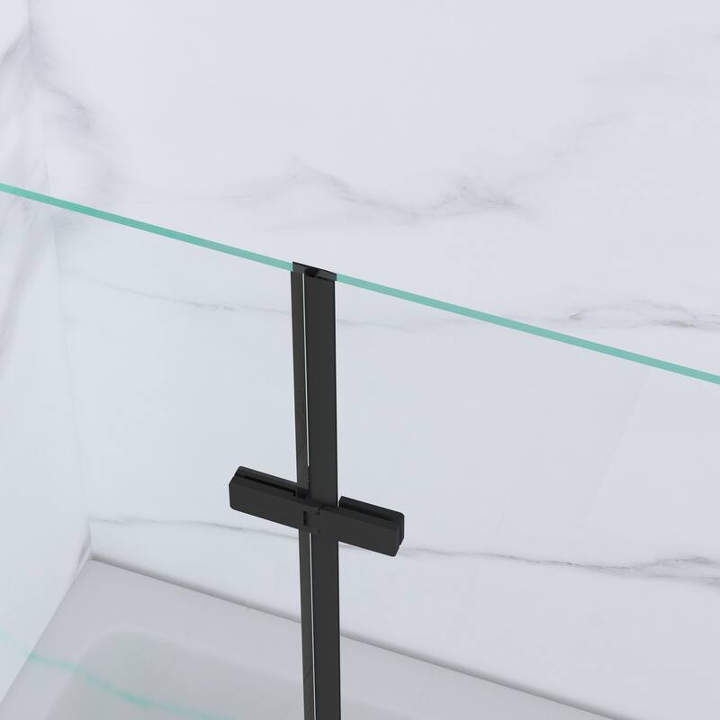 39 in. W x 55 in. H Pivot Tub Door in Matte Black with Clear Tempered Glass