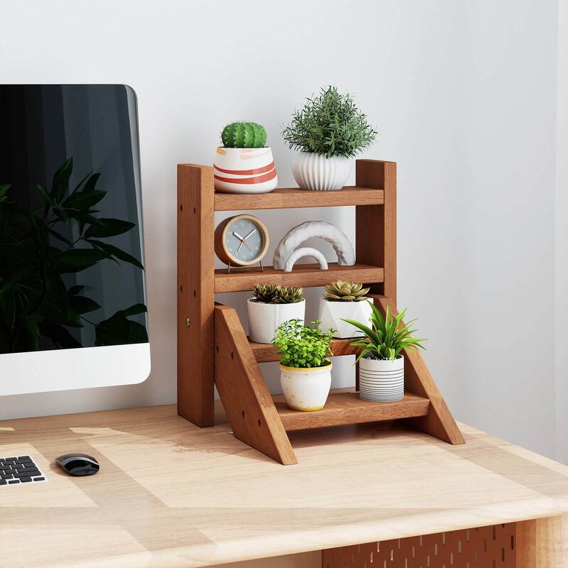 Costway 4-Tier Wood Small Flowerpot Holder Plant Stand for Multiple - See Details