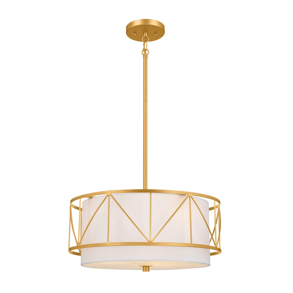 Birkleigh 18 in. 3-Light Classic Gold Convertible Pendant Hanging Light/Semi Flush
