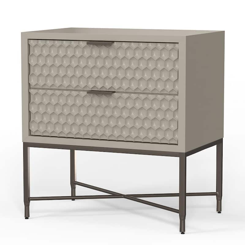 Origins by Alpine Milo 2 Drawer Nightstand in Taupe