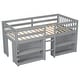 preview thumbnail 8 of 7, Grey Twin Size Wood Low Loft Bed With Two-Tier Shelves and LED Light for Kids, Boys and Girls
